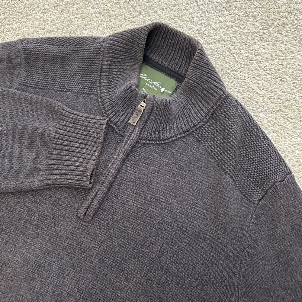 Eddie Bauer Quarter Zip Sweater 3XLT Dark Gray 100% Cotton Mock Neck 4043 1/4